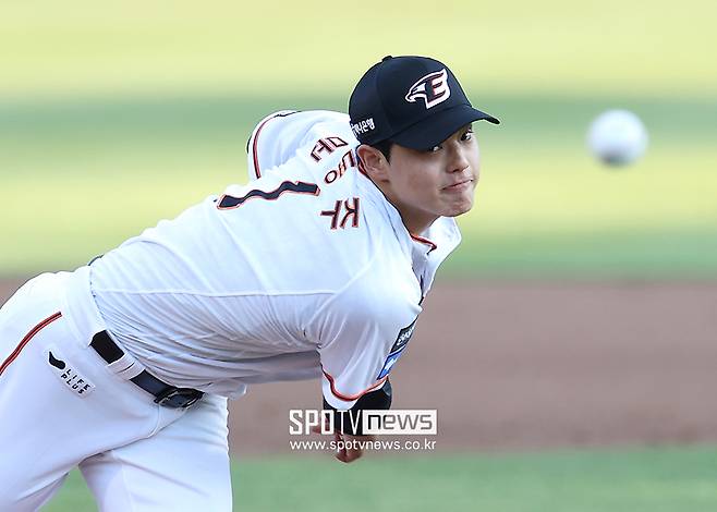 ▲ 19일 KIA전 구속도 역대급 수준을 이어 갔다. 문동주의 이날 최고 구속은 160.6㎞를 찍었고, 포심패스트볼 평균 구속은 155.7㎞가 나왔다. ⓒ곽혜미 기자