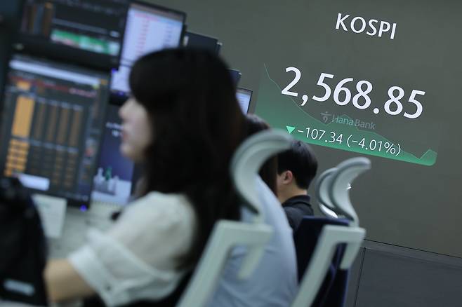 The Korean stock market plummeted sharply, triggering circuit breakers and emergency measures on Aug. 8, and sending shockwaves through Asian markets amid fears of a potential U.S. recession and escalating Middle East tensions. /News1