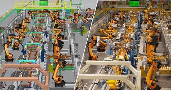 실제 공장을 가상공간에 복제한 미국 엔비디아의 산업용 디지털 트윈 솔루션. 사진 엔비디아