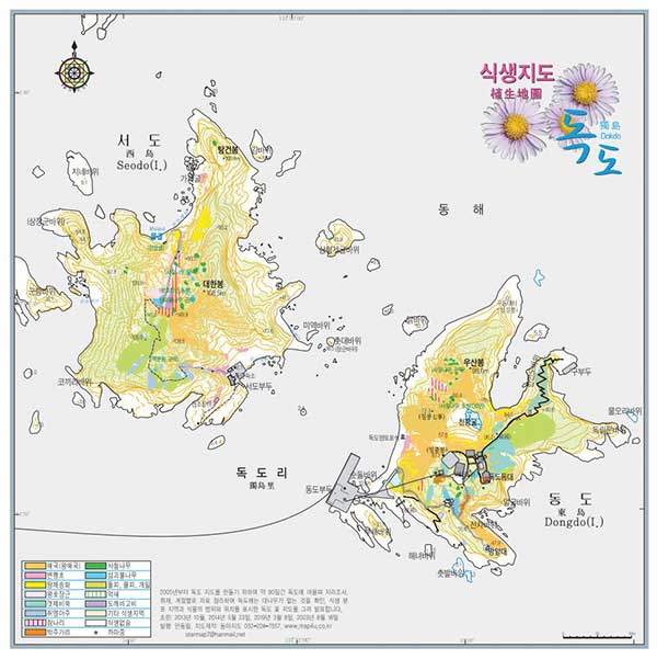 필자가 조사한 것을 바탕으로 제작한 독도 식생지도.