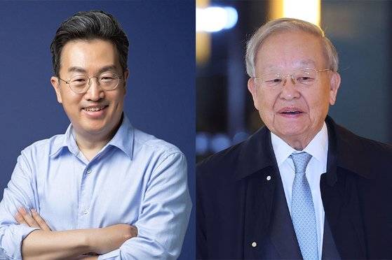 강한승 쿠팡 사장(왼쪽)과 손경식 CJ그룹 회장(오른쪽). 두 사람은 지난 3월 20일 서울 고척스카이돔에서 쿠팡플레이가 주최한 미국 프로야구 메이저리그(MLB) 개막전을 함께 관람했다. 사진 연합뉴스