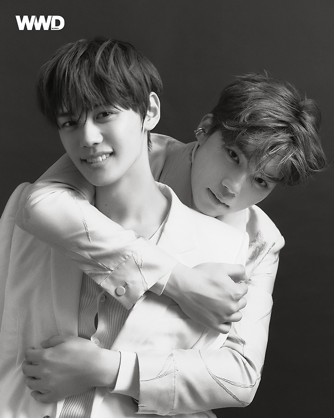 제로베이스원 김규빈과 박건욱. WWD KOREA