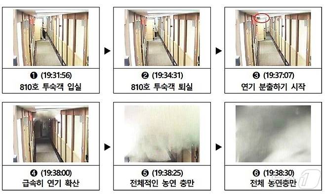 폐쇄회로(CC)TV에 담긴 부천 호텔 화재 상황(더불어민주당 윤건영 의원실 제공)/뉴스1