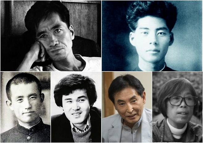 ‘한국 현대 시집 1세기’를 계기 삼아 한겨레가 창비 시선, 문학과지성사 시인선을 통해 시집을 출간한 적 있는 시인들 대상으로 설문조사를 벌인 결과, ‘가장 사랑하는 시집 3권’의 저자로 최다 언급된 시인들. 위 왼쪽부터 시계방향으로 김수영, 백석, 최승자, 이성복, 기형도, 윤동주. 한겨레 자료사진