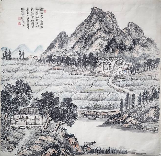 의재의 작품 ‘대풍.’ 시가 있어 더욱 깊은 서정을 안기는 문인회(남종화)