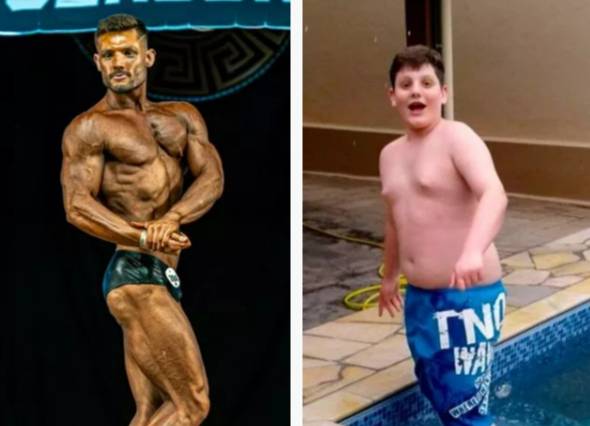 19세 보디빌더가 자택에서 사망한 채 발견됐다. 사진은 19세 보디빌더 마테우스 파블라크의 현재 모습과 과거 모습. /사진=마테우스 파블로크 인스타그램 캡처