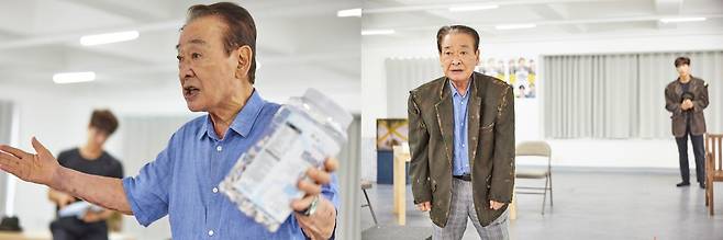 연습실에서 젊은 배우 못지않은 에너지를 발산하는 이순재. “배우 인생 70년 동안 느끼고 생각한 것들을 관객과 나눌 수 있어 기쁘다. 똑똑한 젊은 배우들과 함께하니 나이를 잊고 에너지가 채워진다.”