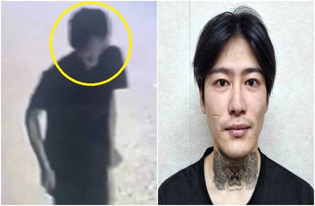 박대성이 지난달 26일 범행 후 웃으며 걸어가는 모습(좌, YTN 보도화면 캡처). 박대성의 머그샷(우, 전남경찰청 제공)