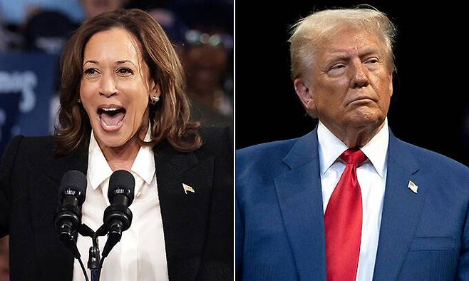 카멀라 해리스 부통령(왼쪽) ,도널드 트럼프 전 대통령. AFP연합뉴스