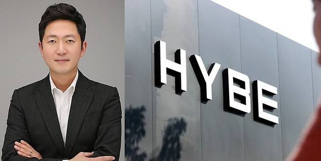 하이브 이재상 CEO와 하이브 사옥. 하이브 제공 및 연합뉴스