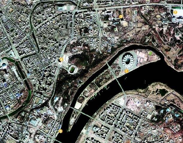 아리랑2호가 촬영한 평양시내 한국항공우주연구원 제공