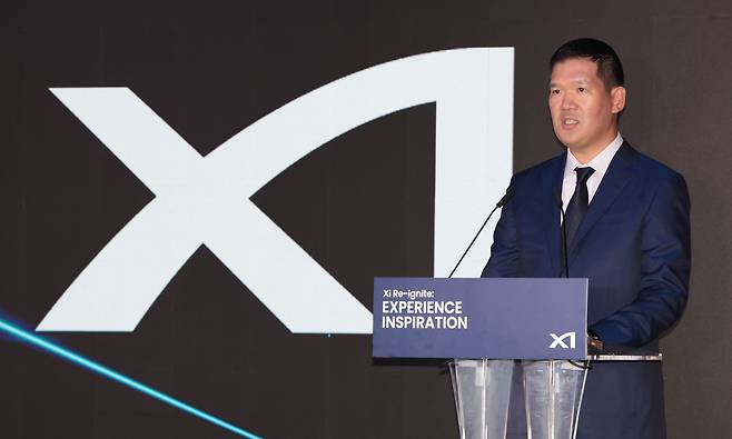 허윤홍 GS건설 대표이사가 18일 서울 강남구 대치동 자이갤러리에서 열린 GS건설 자이 리이그나이트(Xi Re-ignite)에서 인사말을 하고 있다. /연합뉴스