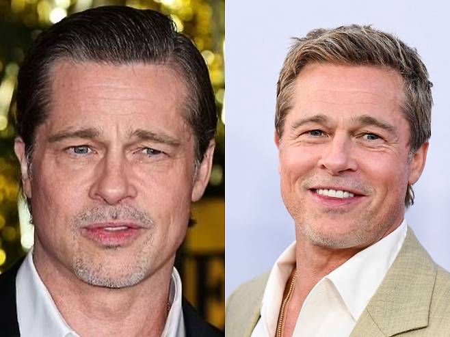 미국 배우 브래드 피트(60)가 60대의 나이에도 여전한 미모를 보여 그 비결이 주목받고 있다. 2022년 브래드 피트 모습과 지난 9월 모습/사진=데일리메일, Variety