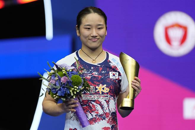 2024 중국 마스터스(슈퍼 750) 여자단식 우승을 차지한 안세영. 사진=AP 연합뉴스