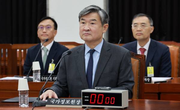 조태용 국가정보원장이 국회에서 열린 정보위원회 전체회의에 출석해 있는 모습. 국제신문 DB