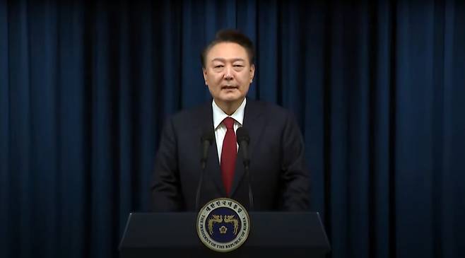 윤석열 대통령이 7일 오전 서울 용산 대통령실에서 대국민 담화를 하고 있다. /사진=뉴시스