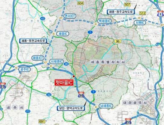 첫마을IC 설치 예상 위치도. 세종시 제공