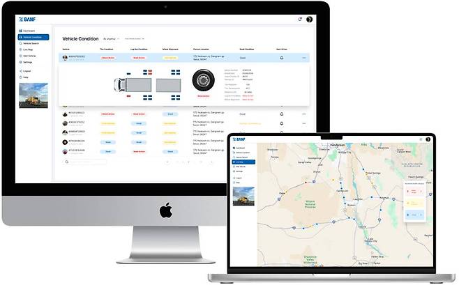 타이어 수집 데이터는 중앙 관제 등으로 관리하고, 도로 데이터 및 자율주행 등에 활용한다 / 출처=반프