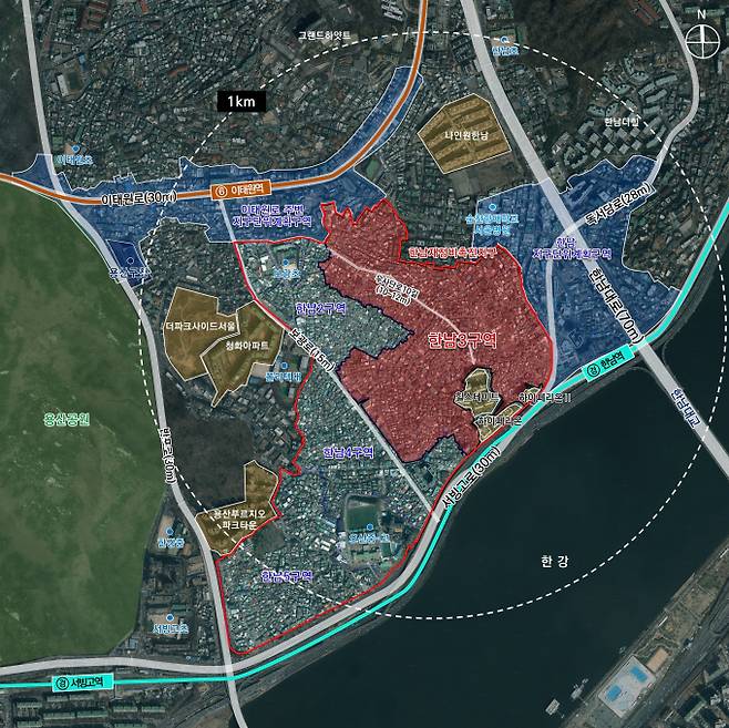서울 용산구 한남3구역이 5988가구 규모의 미니신도시로 재탄생 된다. 사진은 한남3구역 위치도. /사진=서울시
