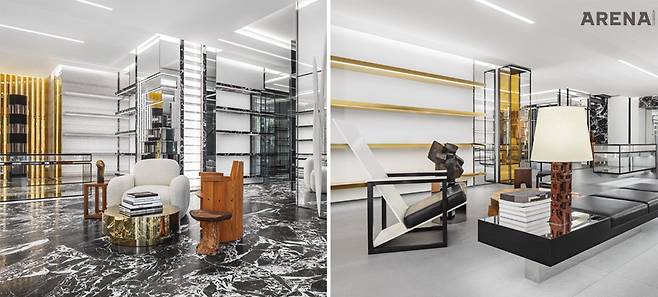 (왼쪽부터) 셀린느 청담 플래그십 1층 전경. 셀린느 청담 플래그십 2층 전경.