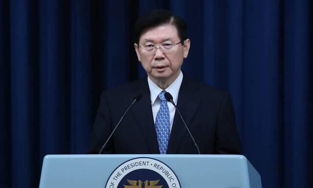 박종준 대통령 경호처장이 9월9일 서울 용산 대통령실 청사에서 임명 소감을 밝히고 있다. 대통령실사진기자단