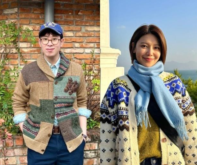 피오(왼쪽)와 수영이 그랜파코어룩에 도전했다. 피오, 수영 SNS