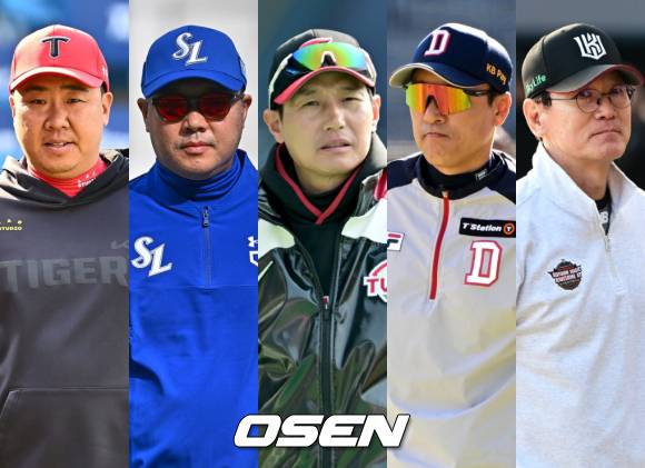 KIA 이범호, 삼성 박진만, LG 염경엽, 두산 이승엽, KT 이강철 감독(왼쪽부터). /OSEN DB