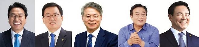 광주시장 후보로 거론되는 (왼쪽부터) 강기정 광주시장, 문인 광주 북구청장, 민형배 의원, 이병훈 전 의원, 이형석 전 의원.(가나다순)