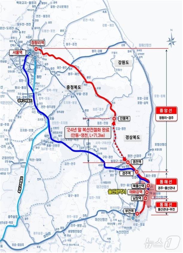 KTX-산천 운행 노선(안)도.(울산광역시제공)