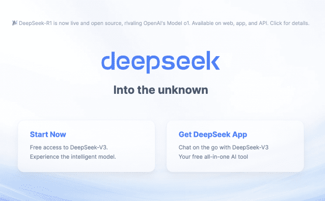 오픈AI는 딥시크가 GPT로 지식증류 기법을 통해 R1을 학습시켰다는 의혹을 제기했다. (사진=딥시크 홈페이지 캡처)