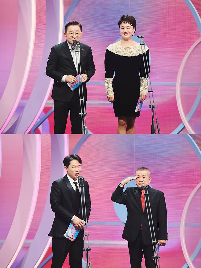 '2024 MBC 방송연예대상'이 추억의 MBC 예능 주역들을 시상자로 초대했다. '오늘은 좋은 날' 이홍렬과 이경실(위 왼쪽부터), '구해줘 홈즈' 양세형과 '우정의 무대' 이상용(아래 왼쪽부터). 사진 제공=MBC