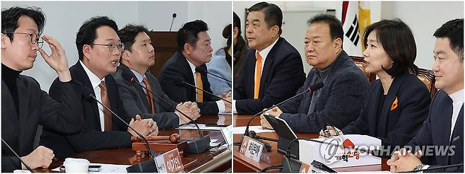 개혁신당, 각각 열린 최고위원회의 (서울=연합뉴스) 김주형·박동주 기자 = 개혁신당 허은아 대표(오른쪽)와 '이준석계 지도부'의 천하람 원내대표 겸 당대표 권한대행이 3일 오전 국회 본청과 의원회관에서 각각 최고위원회의를 하고 있다. 2025.2.3 pdj6635@yna.co.kr