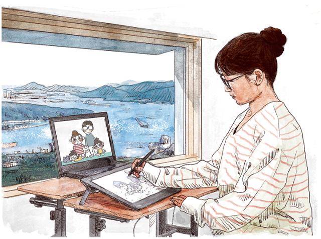 모든 게 무너진 절망의 순간, 소소에게 가족은 희망이었다. 그가 연재한 웹툰 '열무와 알타리'는 피폐된 그의 삶을 견디게 했던 쓴 진통제였다. 일러스트=신동준 기자