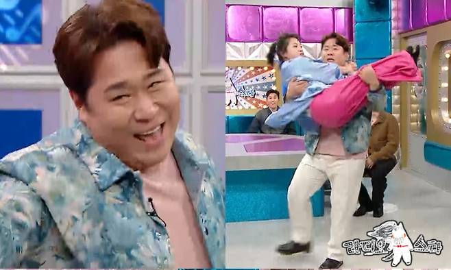 뭘 본 거지? ‘라디오스타’ 문세윤, 박나래 끌어안고 미친 스윙(제공: MBC '라디오스타')