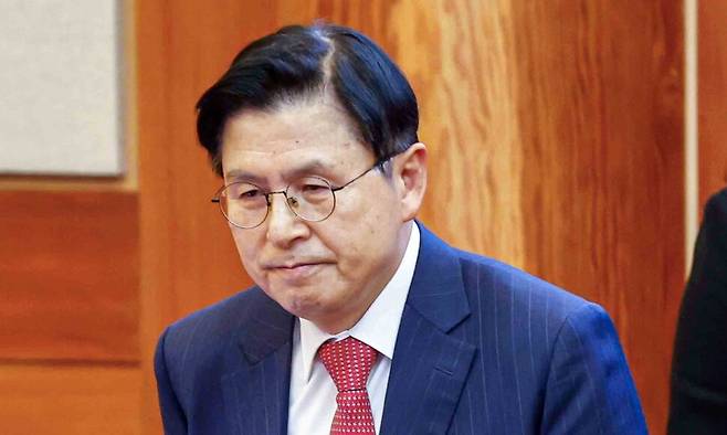 황교안 전 국무총리가 윤 대통령 탄핵심판 7차 변론이 열린 11일 서울 종로구 헌법재판소 대심판정에 출석하고 있다. 사진공동취재단