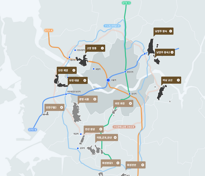 3기 신도시 위치 <3기 신도시 홈페이지 갈무리>