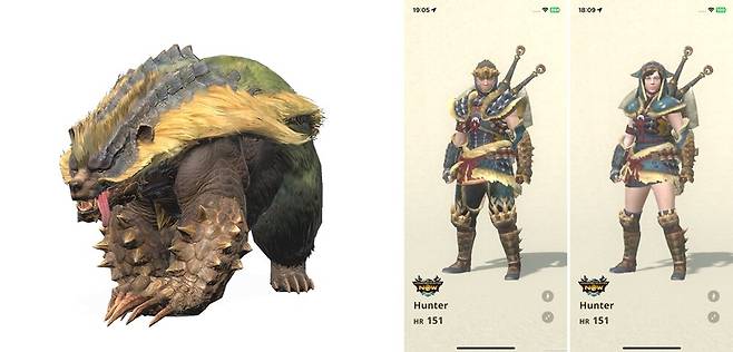 ▲ 신규 몬스터 '아오아시라'와 남녀 아시라 장비