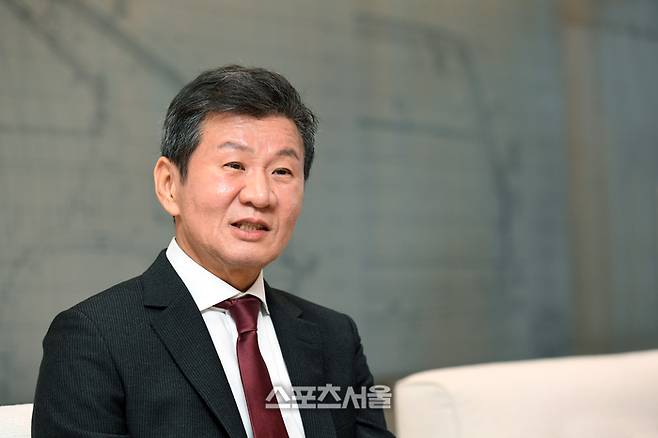 대한축구협회 회장 선거에 출마한 정몽규 후보. 박진업 기자 upandup@sportsseoul.com