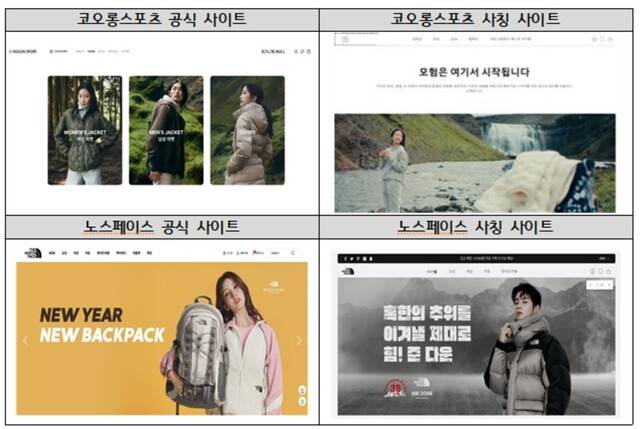 유명 아웃도어 브랜드를 사칭하는 해외쇼핑몰 피해가 늘고 있다. 한국소비자원