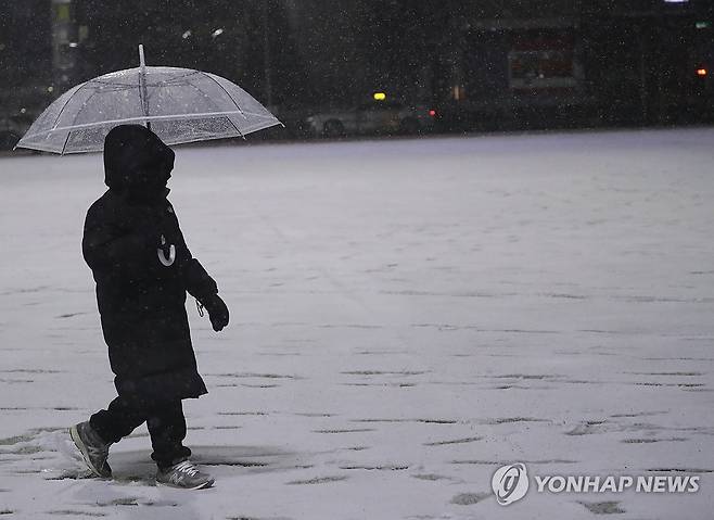 눈 내리는 강원 (속초=연합뉴스) 류호준 기자 = 강원도를 중심으로 많은 눈이 내리는 가운데 2일 오후 강원 속초시 조양동 엑스포공원을 한 시민이 걷고 있다.
2∼3일 예상 적설량은 강원 동해안·산지 20∼50㎝(많은 곳 강원 산지 70㎝ 이상)다. 2025.3.2 ryu@yna.co.kr