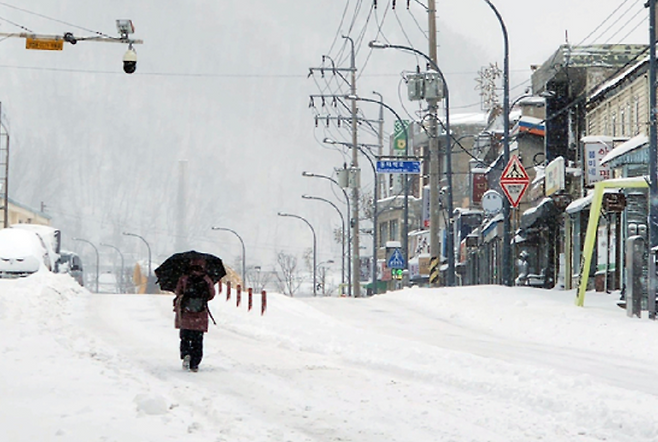 폭설이 내리고 그친 3일 강원 태백시에 많은 눈이 내려 쌓여 있다. 사진 = 연합뉴스