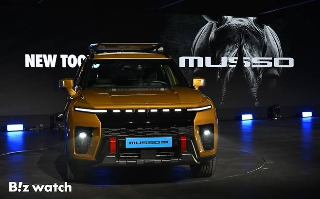 5일 경기도 평택시 KGM 본사에서 픽업 '무쏘 EV' 신차발표회가 열리고 있다./사진=이명근 기자 qwe123@