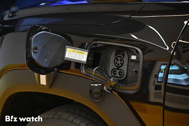 5일 경기도 평택시 KGM 본사에서 픽업 '무쏘 EV' 신차발표회가 열리고 있다./사진=이명근 기자 qwe123@