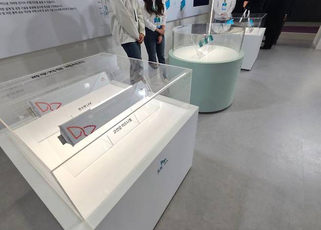 인터배터리 2025의 SK온 부스 내 제품들. ⓒ데일리안 정진주 기자