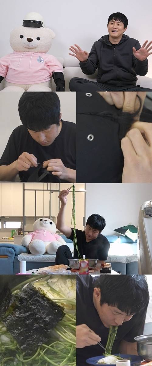 ‘나 혼자 산다’ 기안84가 안마의자 수선에 이어 모자 수선까지 하는 모습이 공개된다. 사진=MBC