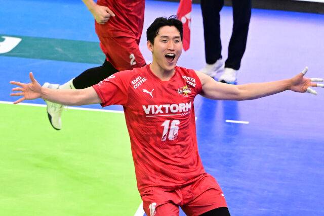 한국전력 김동영이 포효하고 있다 / 한국배구연맹(KOVO)