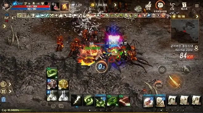 ▲ 용암지대는 보스를 5시, 화마를 2시에 던지면 위 이미지처럼 안정적인 사냥이 가능합니다