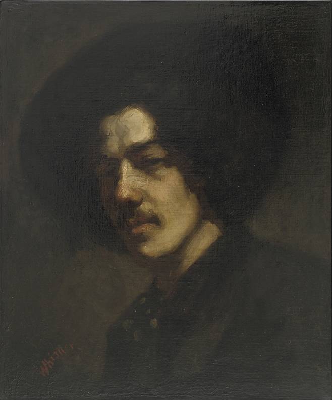 제임스 휘슬러, 모자를 쓴 휘슬러의 초상화, 1858, 캔버스에 유채, 46.3x38.1cm, Freer Gallery of Art
