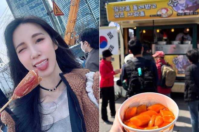 대만 걸그룹 출신 배우 황차오신이 서울 여행중 광화문 광장 탄핵 집회 현장에 방문한 모습. /인스타그램 화면 캡처