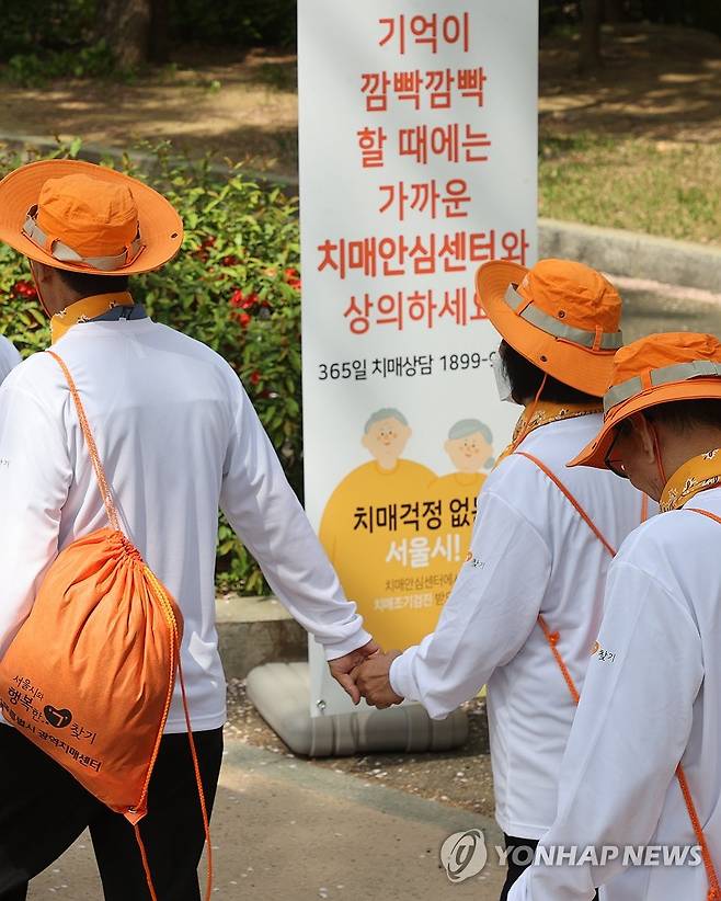 치매극복, 치매예방 함께 걸어요 (서울=연합뉴스) 류효림 기자 = 12일 서울 여의도공원에서 열린 2024년 서울시 한마음 치매극복 걷기행사에서 참가자들이 공원 일대를 걷고 있다. 2024.4.12 ryousanta@yna.co.kr
